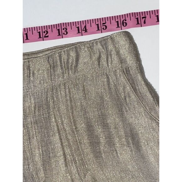 J. JILL Shimmer Pintuck Pleat Skirt A-Line Knee Length Metallic Beige Size 14 - Picture 11 of 16